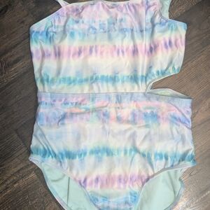 Blue And Purple Tie Dye One Piece Swimsuit